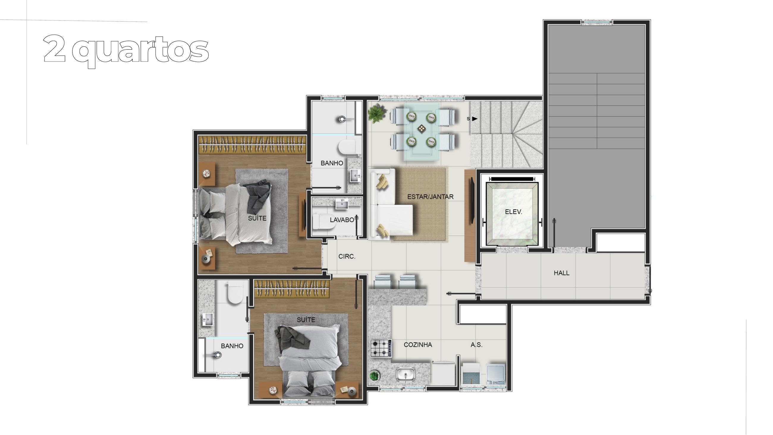 Planta — 2 quartos — SION