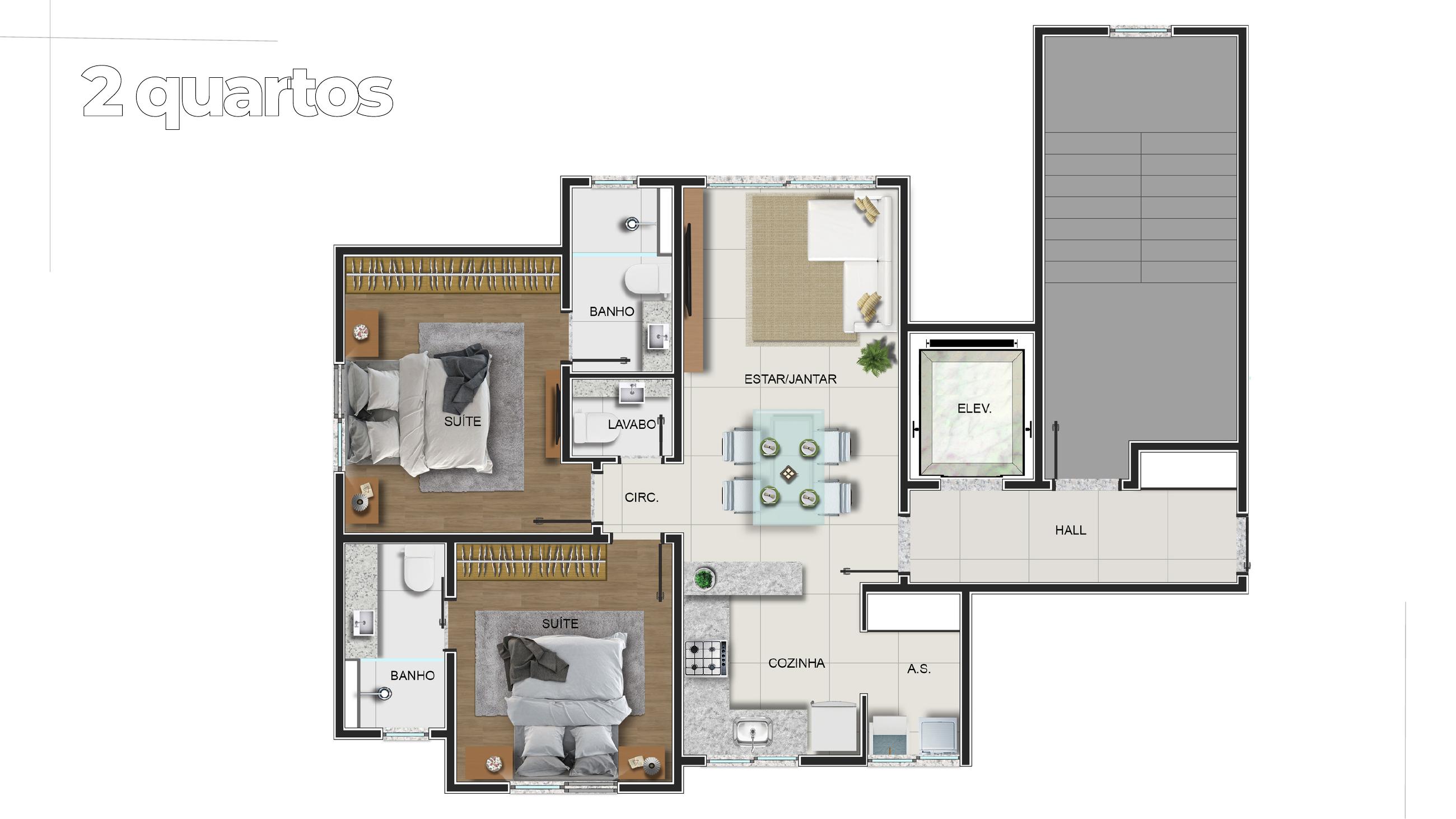 Planta — 2 quartos — SION