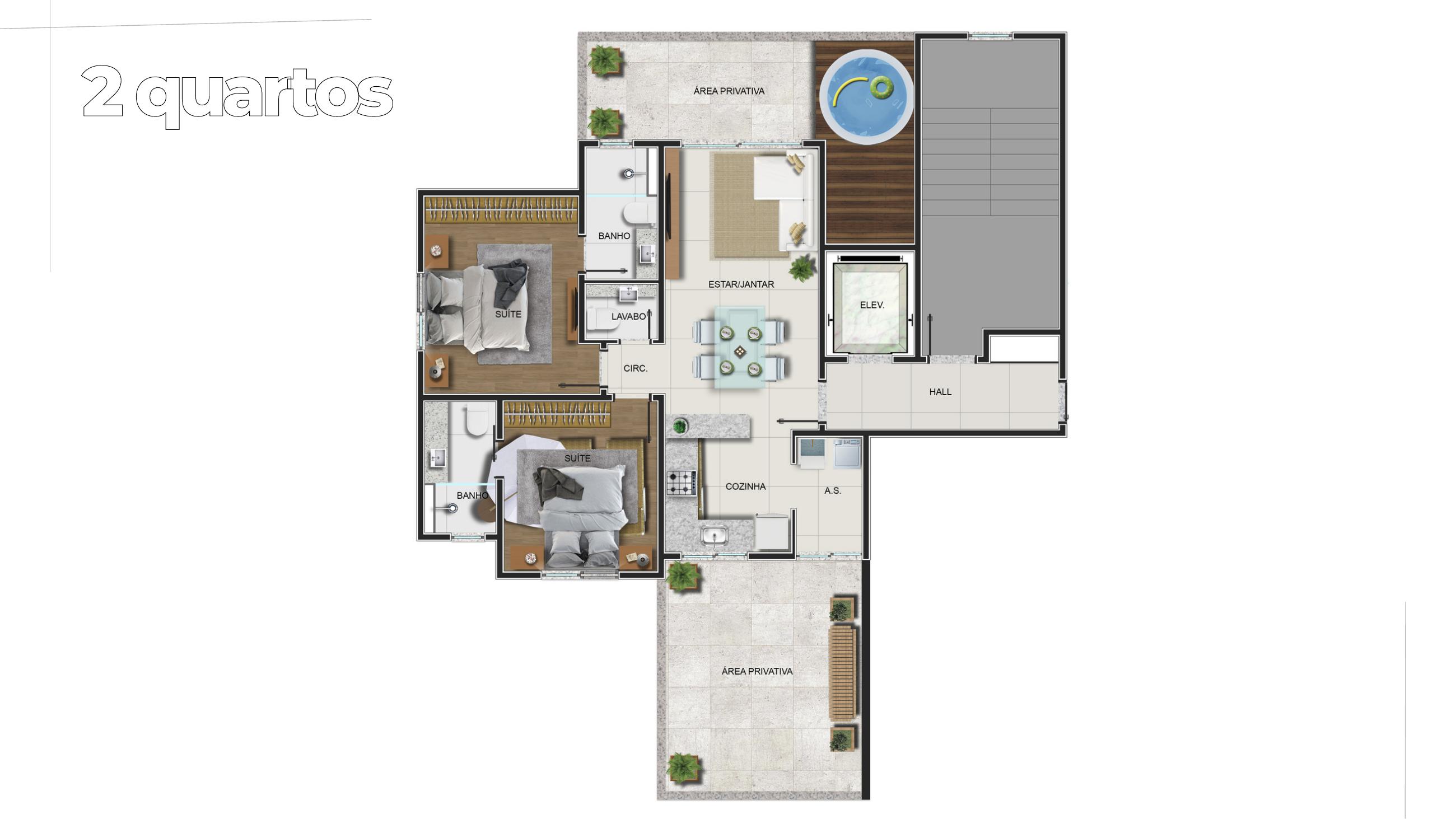 Planta — 2 quartos — SION