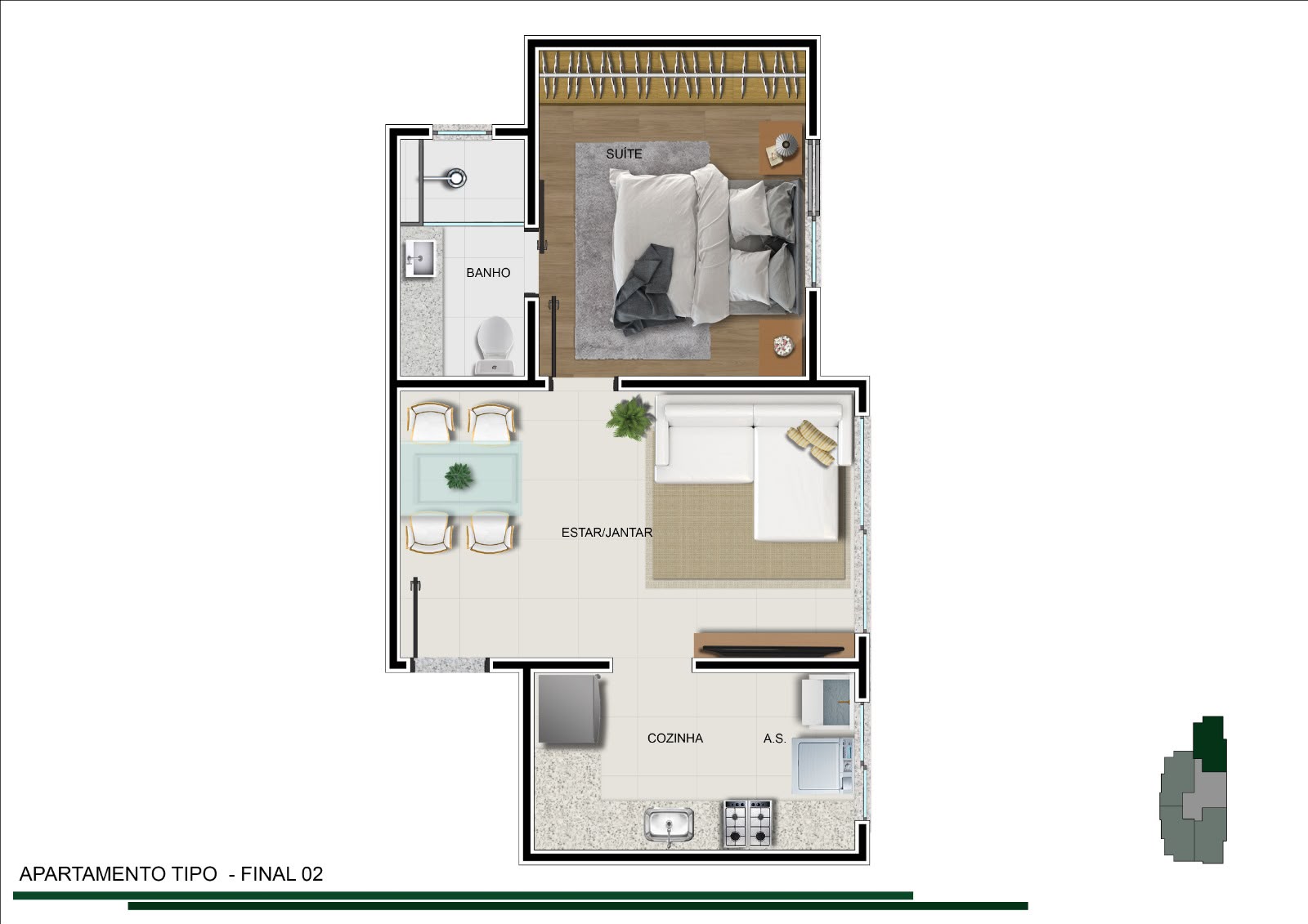 Planta — Apartamento tipo, final 02 — Chefe Pereira 278