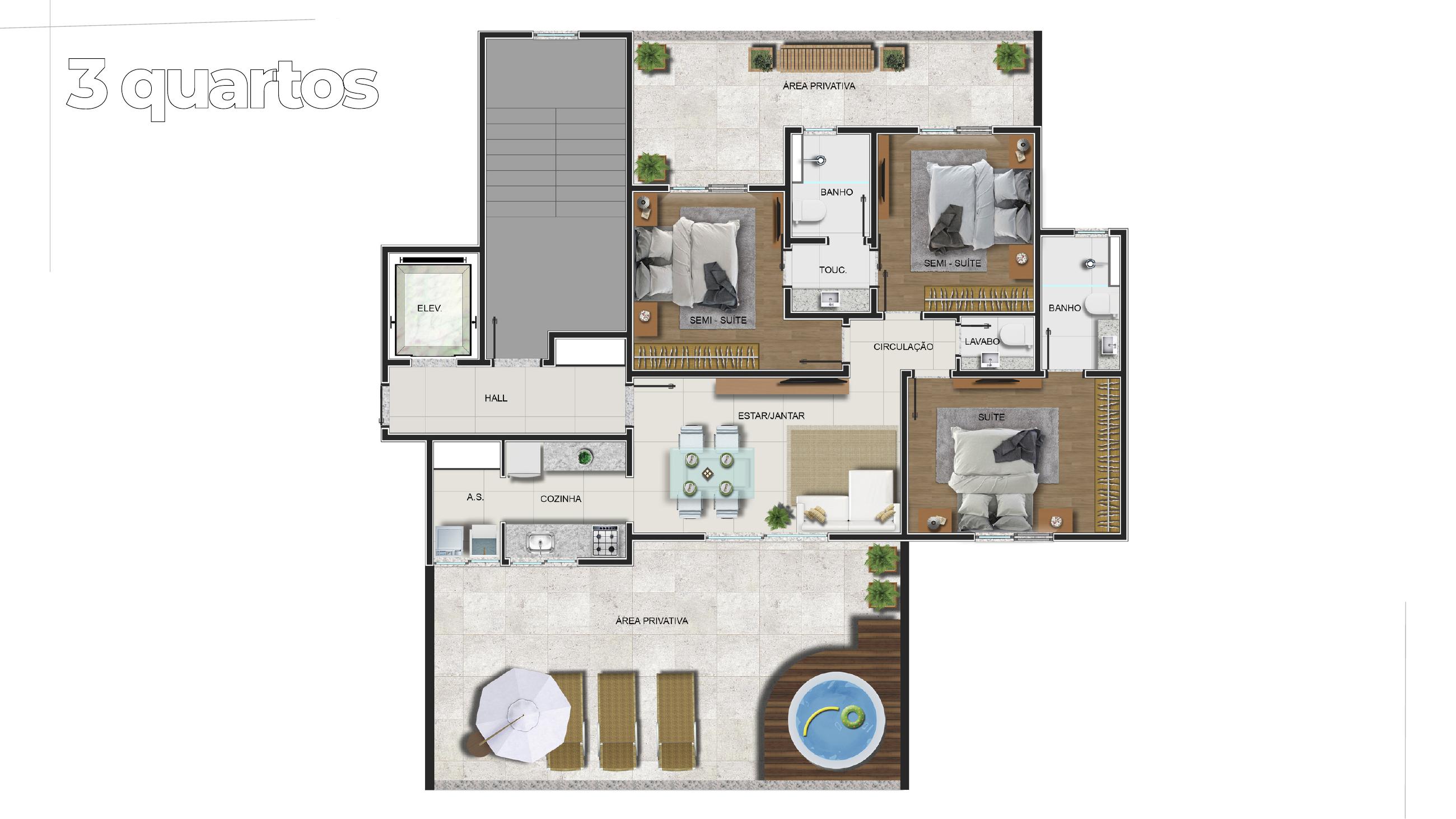 Planta — 3 quartos — SION