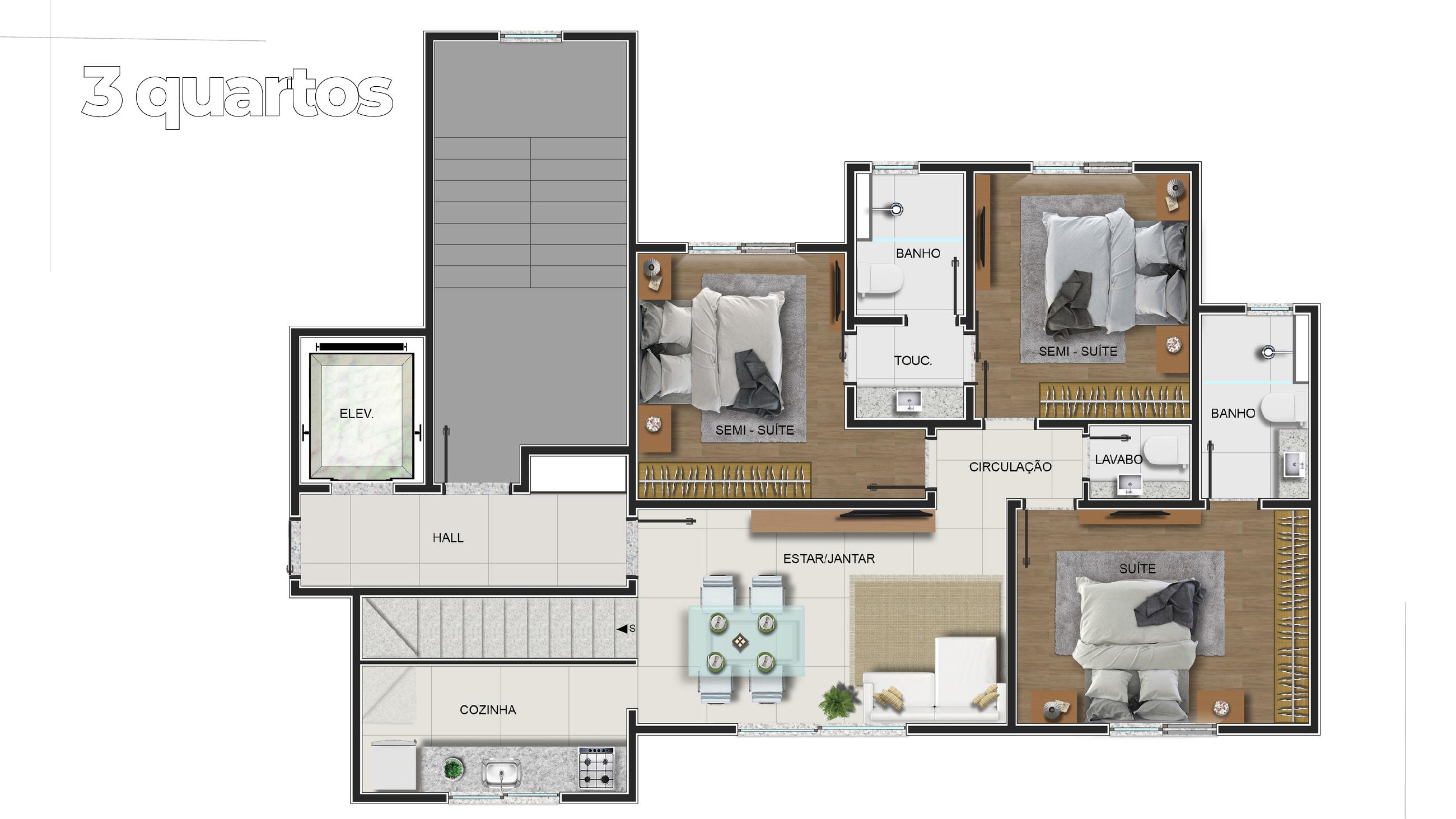 Planta — 3 quartos — SION