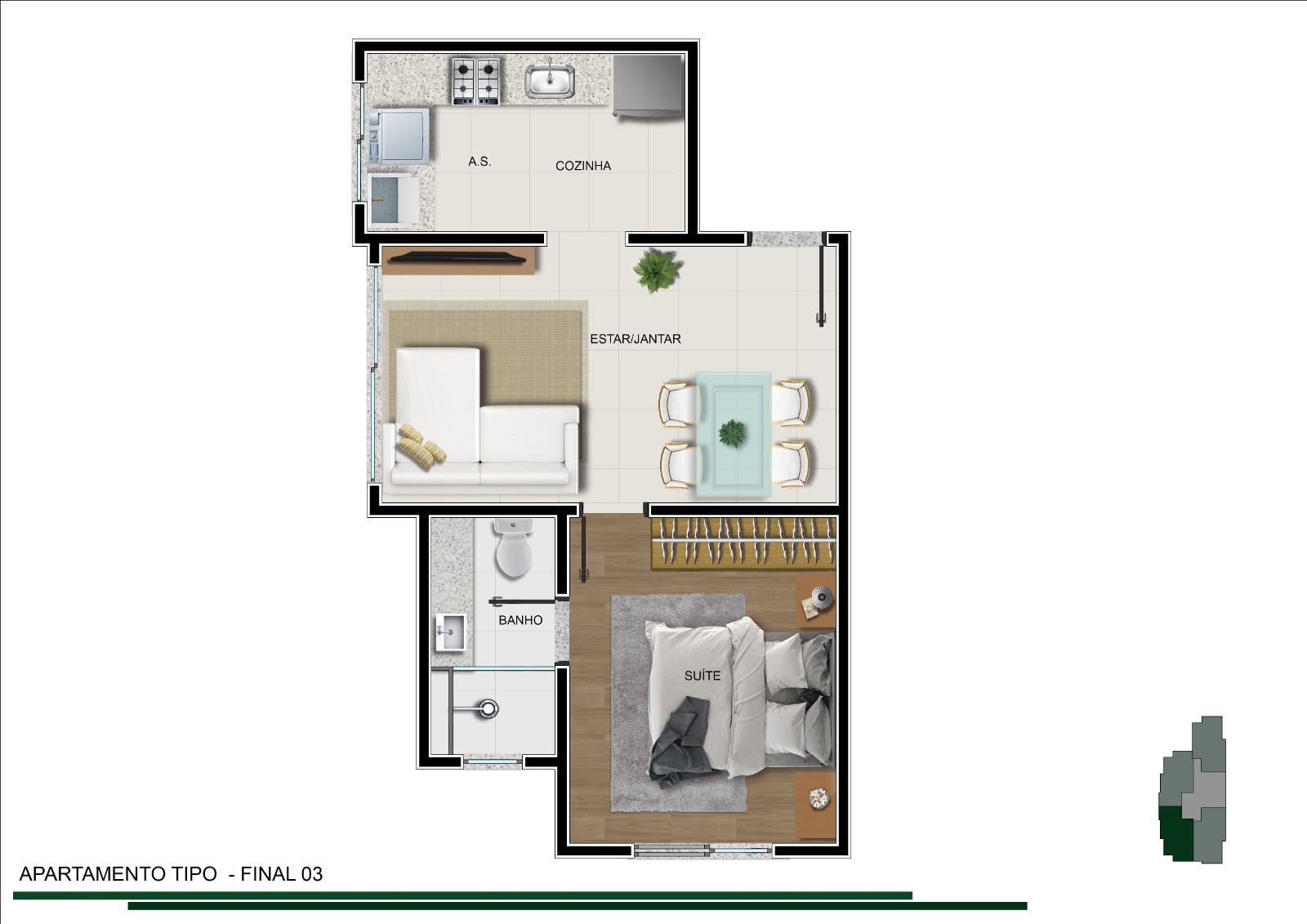 Planta — Apartamento tipo, final 03 — Chefe Pereira 278