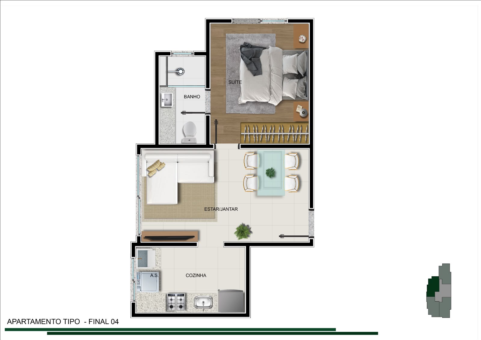 Planta — Apartamento tipo, final 04 — Chefe Pereira 278