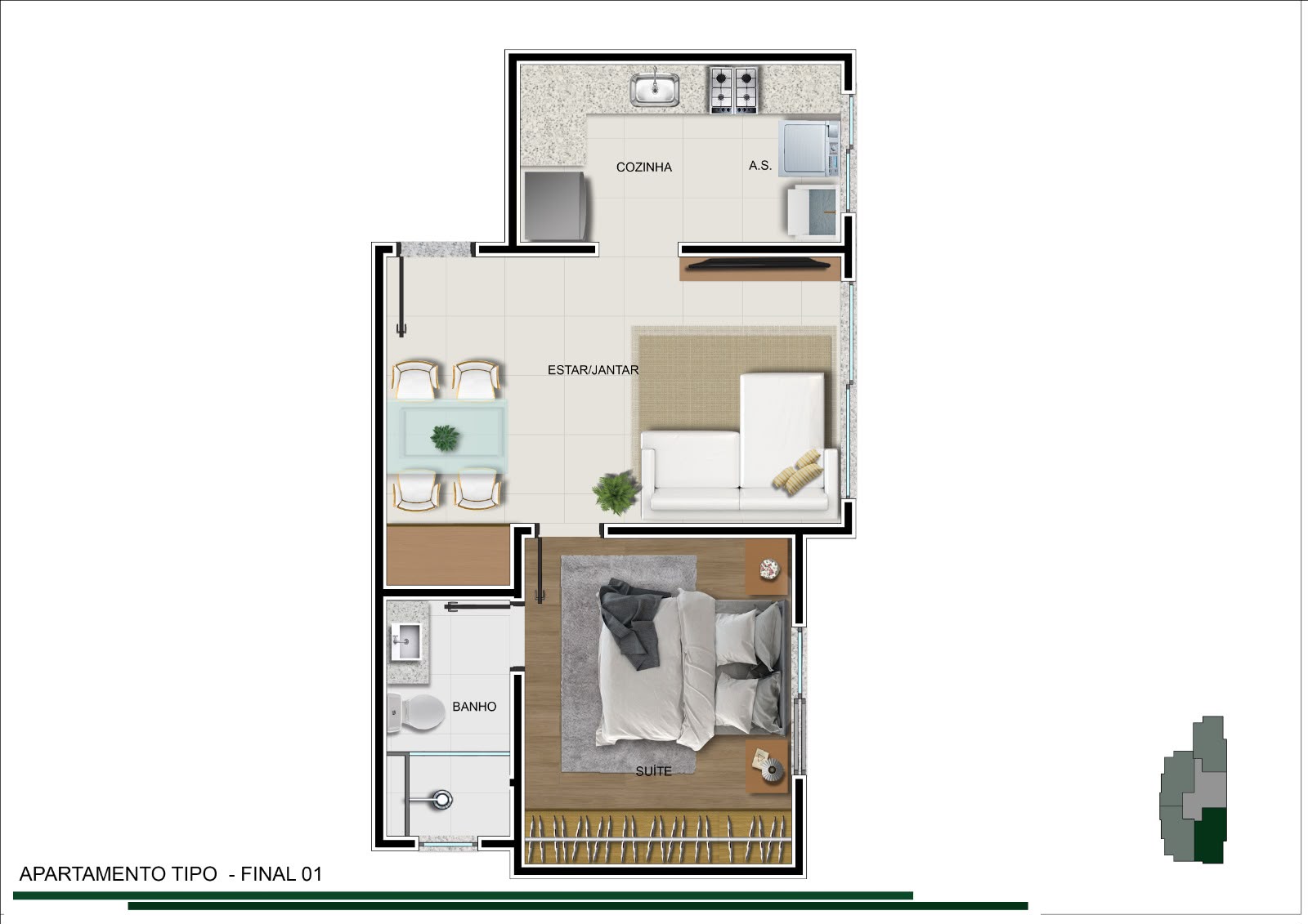 Planta — Apartamento tipo, final 01 — Chefe Pereira 278