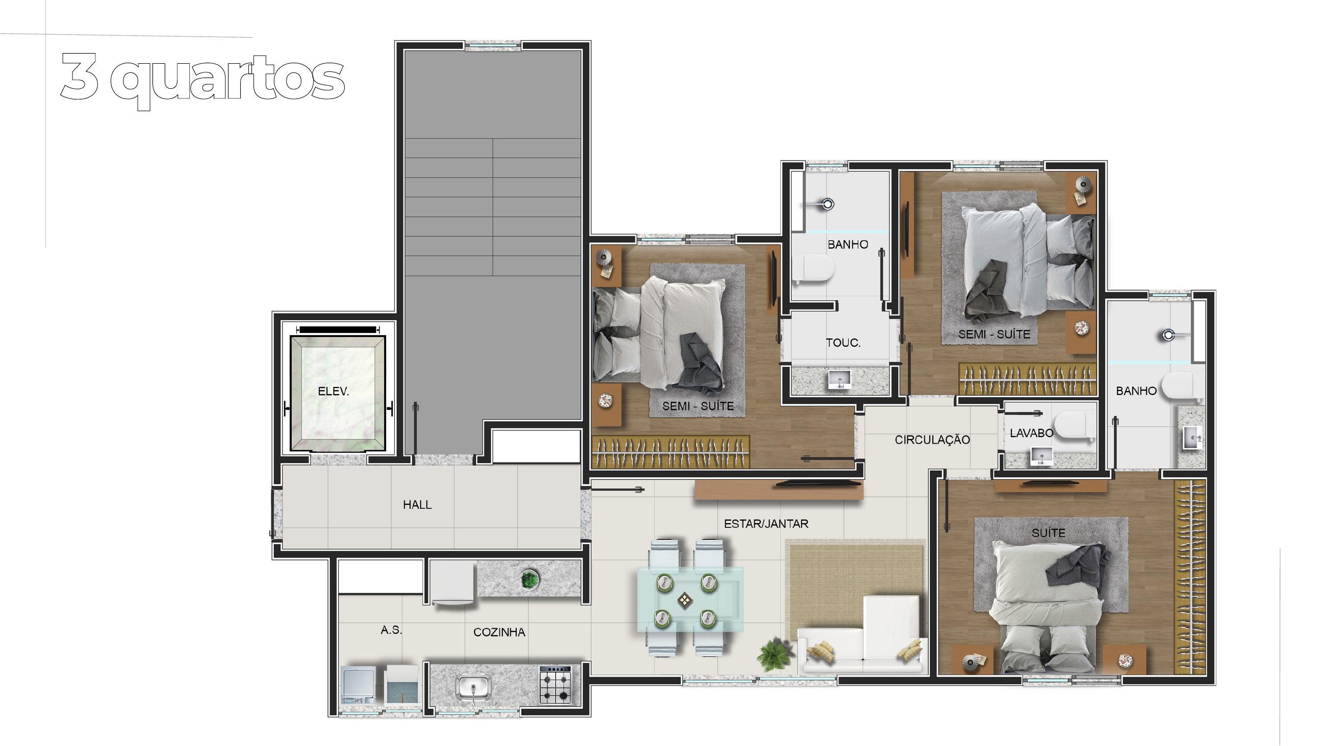 Planta — 3 quartos — SION